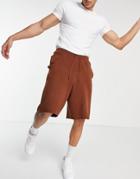 Asos Design Milano Knit Basketball Shorts In Brown