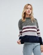 Pull & Bear Chenille Stripe Sweater - Green