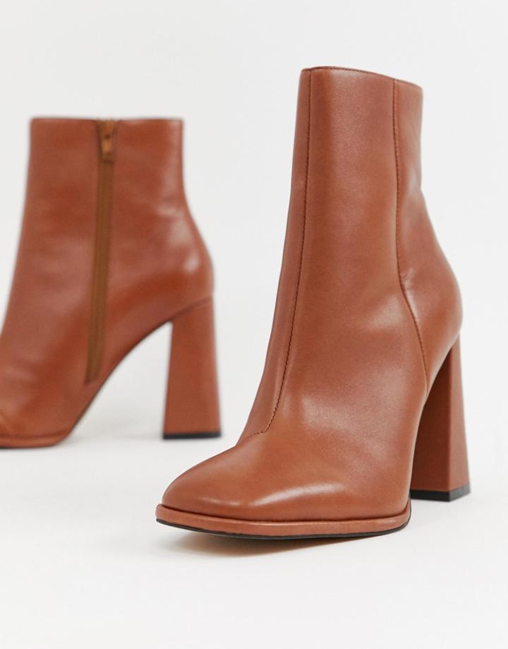 Asos Design Endless Leather Heeled Boots - Tan