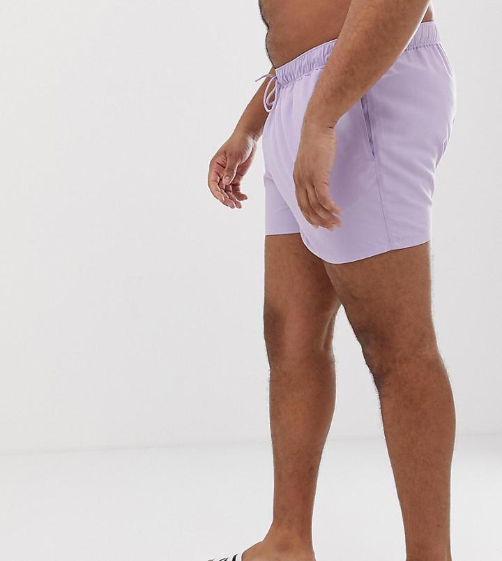 Asos Design Plus Swim Shorts In Lilac Short Length - Purple
