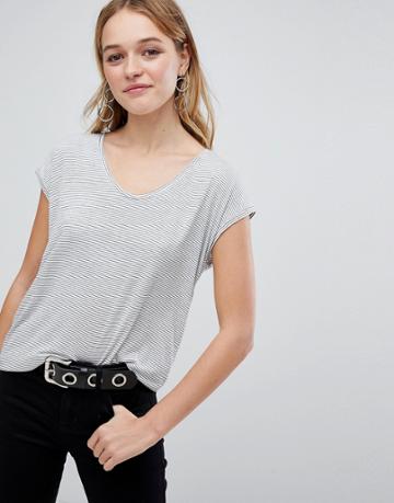 Pieces Stripe Jersey Top - White
