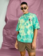 Asos Design Oversized T-shirt In Green Tie Dye With Mushroom Chest Print