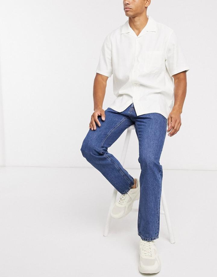 Jack & Jones Intelligence Mike Straight Fit Jeans In Vintage Washed Blue-blues