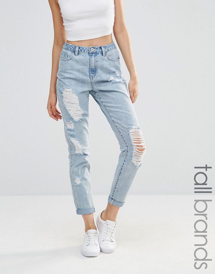 Missguided Tall Rip Mom Jean - Blue