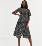 Asos Design Maternity Exclusive Zip Front Midi Dress In Spot - Multi