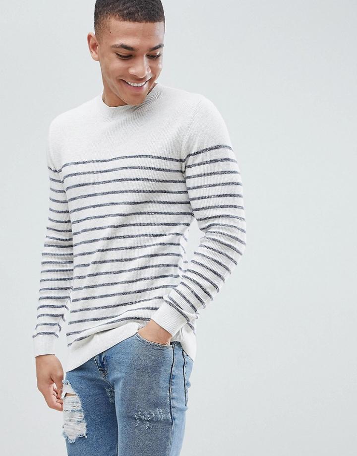 Next Stripe Sweater In Ecru - Gray