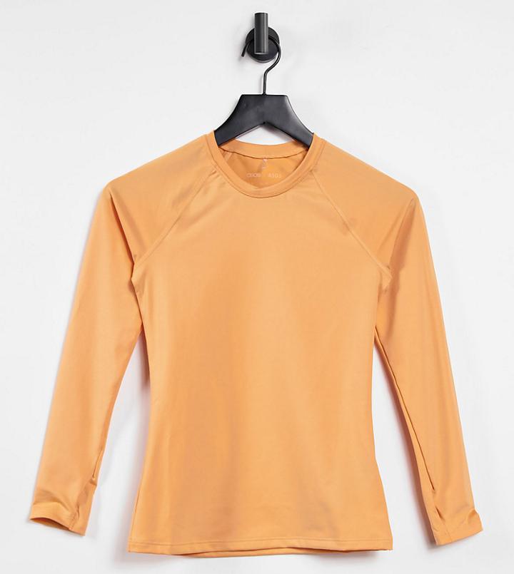 Asos 4505 Petite Icon Long Sleeve Slim-fit Top-orange