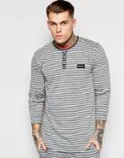 Nicce London Long Sleeve Henley T-shirt With Stripes - Gray