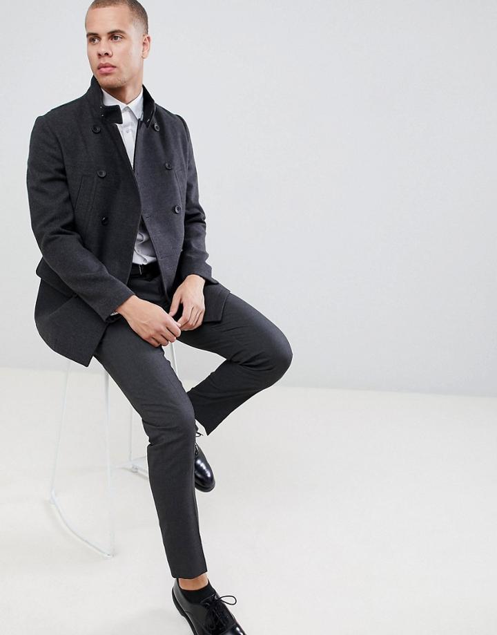 New Look Wool Military Coat In Dark Grey - Gray