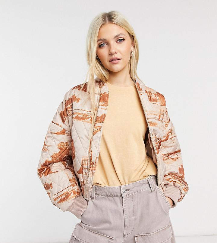 Collusion Quilted Bomber Jacket With Photographic Print-multi