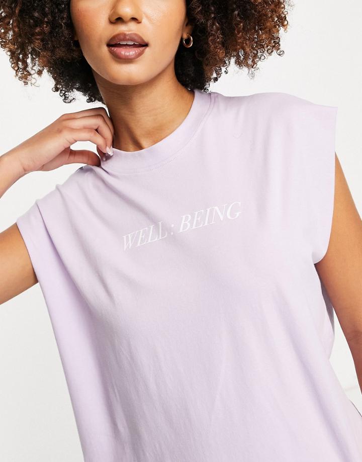 Hoxton Haus Logo Gym Tank Top In Lilac-purple
