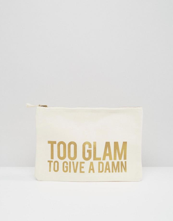 Crazy Haute Canvas Printed Clutch Bag - Cream
