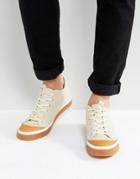 Asos Lace Up Sneakers In Stone With Gum Sole - Stone
