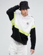Asos Oversized Hoodie With Fleece Stripe & Chest Print - White