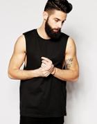 Asos Sleeveless T-shirt With Dropped Armhole - Black