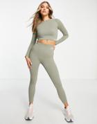 Urban Threads Seamless Gym Leggings In Sage Green