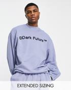 Asos Dark Future Oversized Sweatshirt With Balloon Sleeves And Logo Print In Blue - Part Of A Set