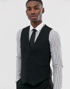 Asos Design Skinny Suit Vest In Black - Black