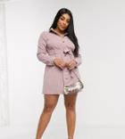 Missguided Plus Cord Belted Shirt Dress In Blush-pink