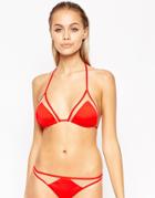 Asos Mix And Match Mesh Insert Micro Triangle Bikini Top