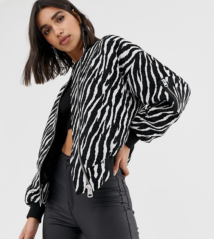 Missguided Bomber Jacket In Zebra Print - Multi