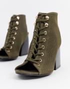 Asos Design Punto Block Heeled Sandals - Green