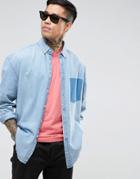 Asos Oversized Denim Shirt With Shadow Pocket - Blue
