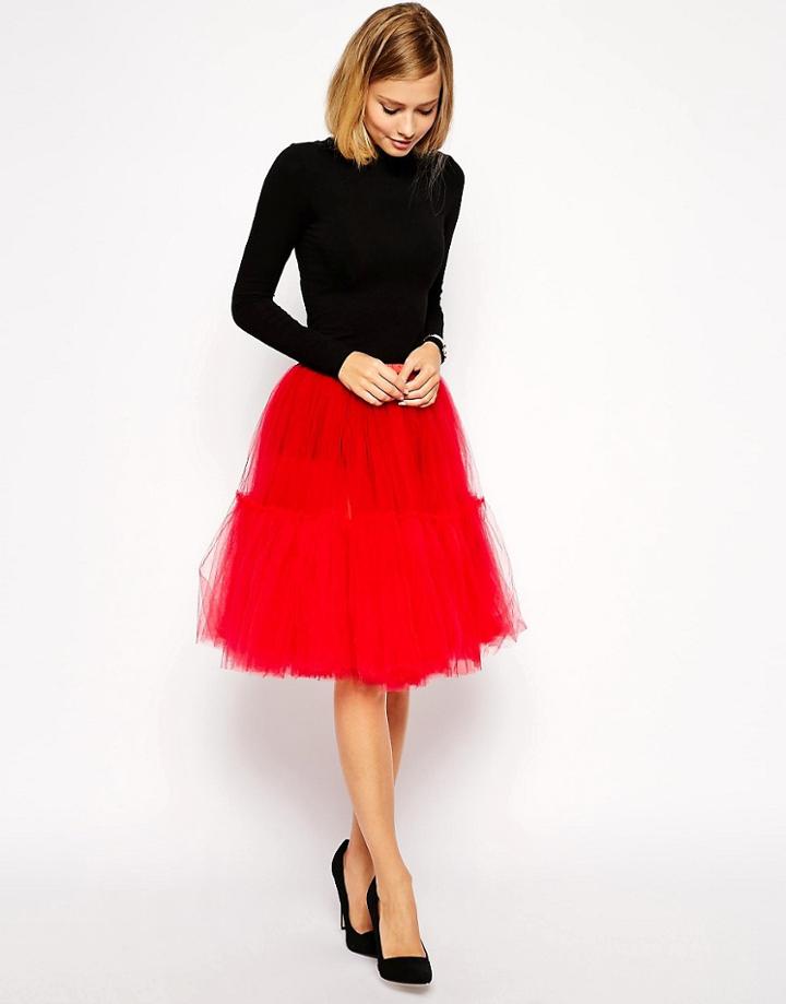 Asos Full Midi Tulle Skirt - Black
