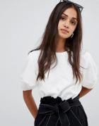 Bershka Jacquard Pattern T Shirt - White