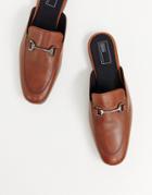 Asos Design Backless Loafer In Tan With Snaffle - Tan