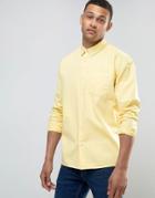 Asos Oversized Shirt In Yellow Overdyed Bleach Twill - Yellow