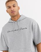 Asos Design Oversized Short Sleeve Hoodie In Gray Marl With Unrivalled Supply Text - Gray