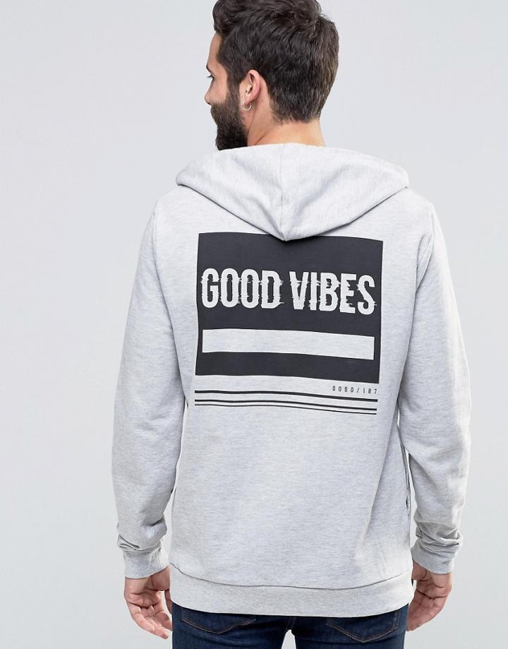 Asos Hoodie With Good Vibes Back Print - Black