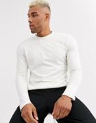 Asos Design Long Sleeve T-shirt With Crew Neck In Off White