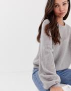 Brave Soul Harris Sweater With Balloon Sleeves - Gray