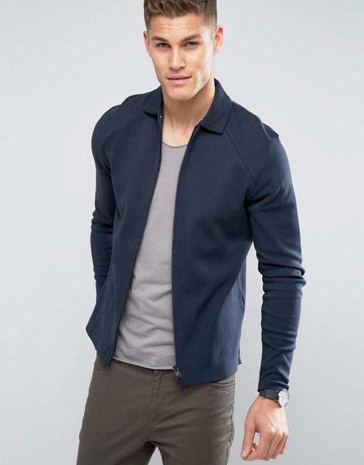 Selected Homme Zip Through Sweat Jacket - Navy
