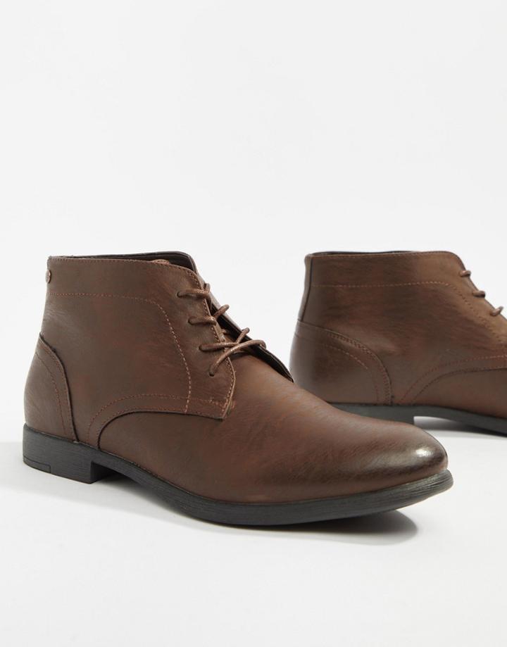 Jack & Jones Lace Up Boots - Brown