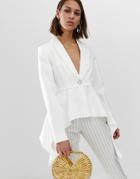 Unique21 Frill Hem Blazer-white