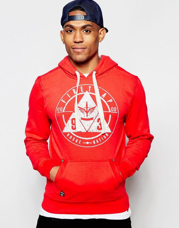 Firetrap Over Head Hooded Sweater - Red
