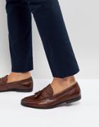 Walk London Tassel Leather Loafers In Brown - Brown
