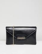 Asos Design Envelope Clutch Bag With Chain Detail And Detachable Strap - Black