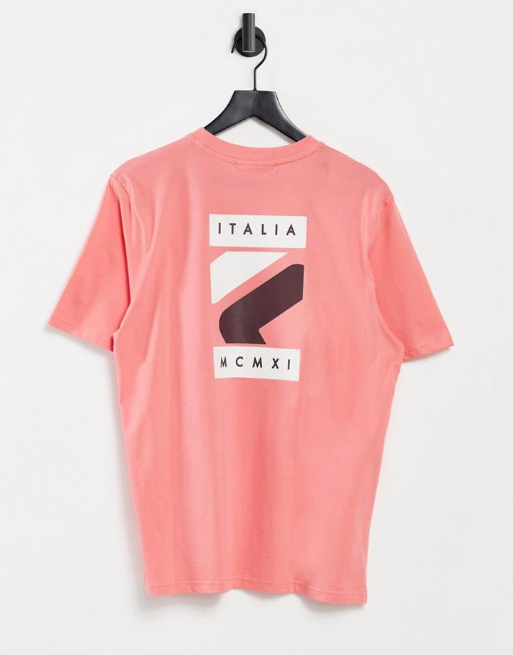 Fila Quartz Box Logo Backprint T-shirt In Pink-red