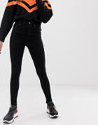 Pull & Bear High Rise Skinny Jeans In Black - Black