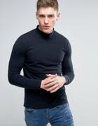 Lindbergh Long Sleeve Top With Turtleneck In Navy - Navy
