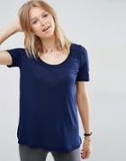 Asos Knitted U Neck T-shirt - Navy