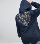 Brave Soul Plus Merri Lightweight Jacket With Back Detail - Navy