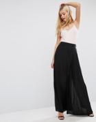 Lavand Maxi Skirt With Side Slit In Black - Black