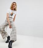 Reclaimed Vintage Inspired Check Wide Leg Pants - Beige