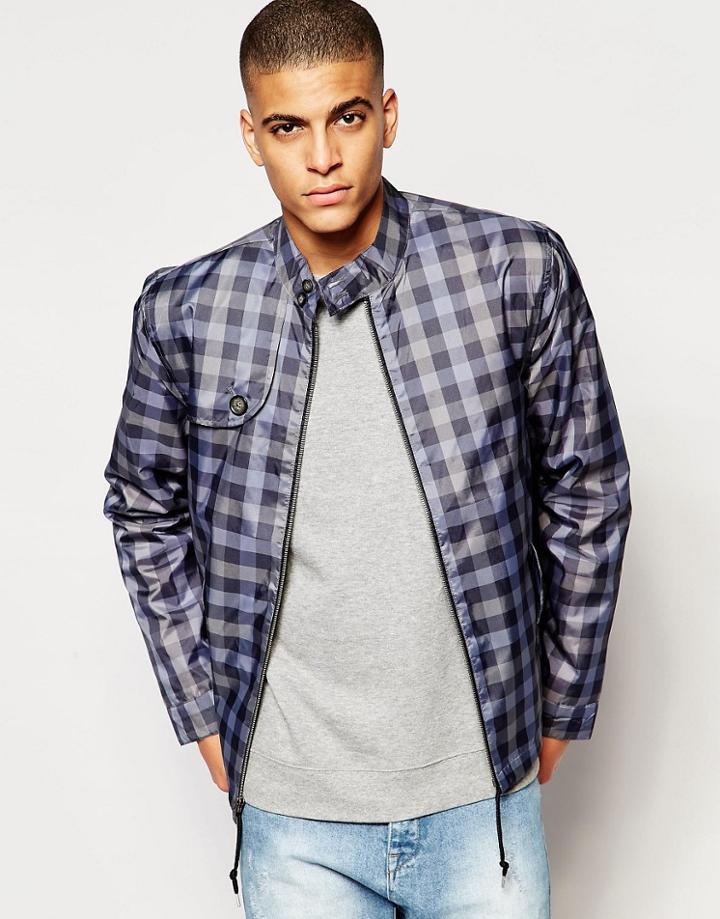 Original Penguin Lightweight Checked Jacket - Navy
