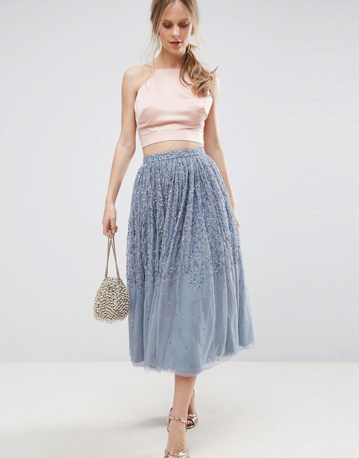 Asos Tulle Prom Skirt With Embellishment - Blue